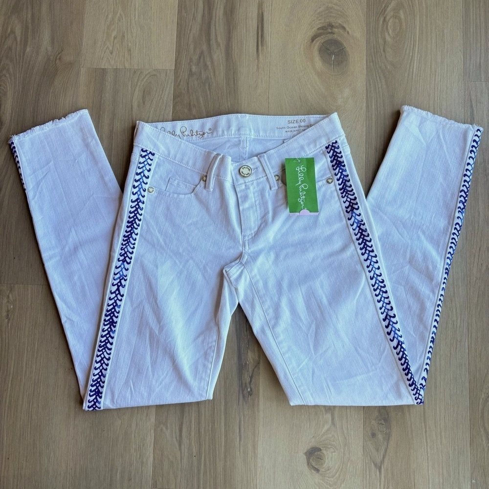 NWT!! Lilly Pulitzer South Ocean skinny crop jeans in resort white